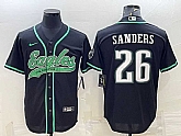 Men's Philadelphia Eagles #26 Miles Sanders Black With Patch Cool Base Stitched Baseball Jersey,baseball caps,new era cap wholesale,wholesale hats
